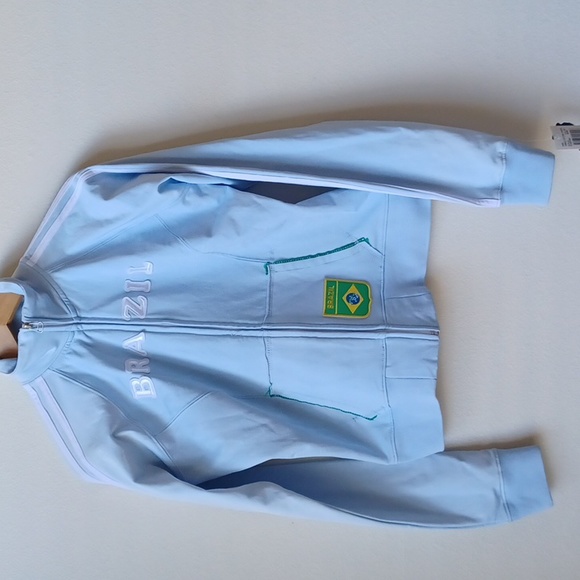 NWT Brazil Flag Warm Up Jacket Baby Blue Juniors Size XL LA Kitty - Picture 5 of 15